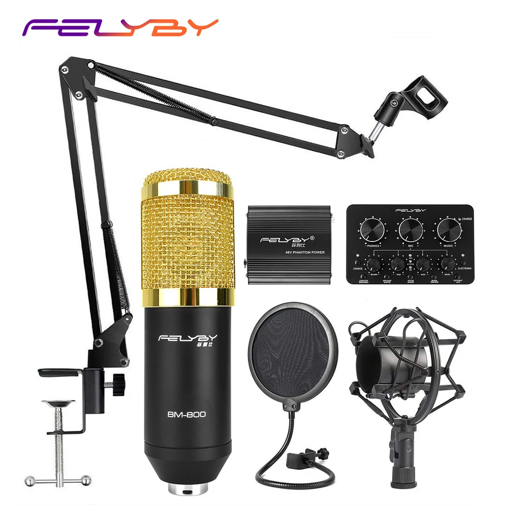FELYBY BM 800 профессиональный конденсаторный микрофон для компьютерной записи с