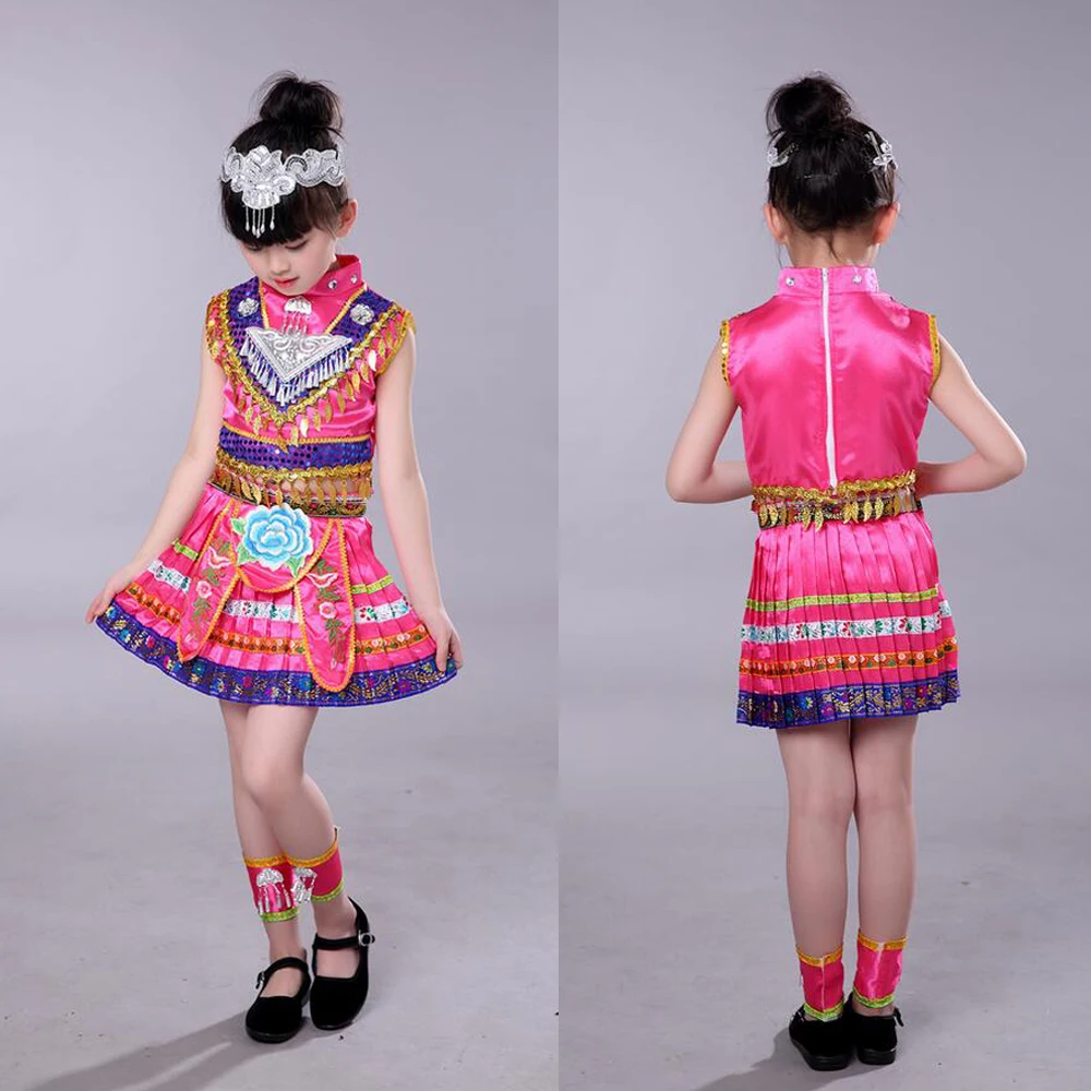 Hmong/китайские национальные танцевальные костюмы для девочек детская Одежда