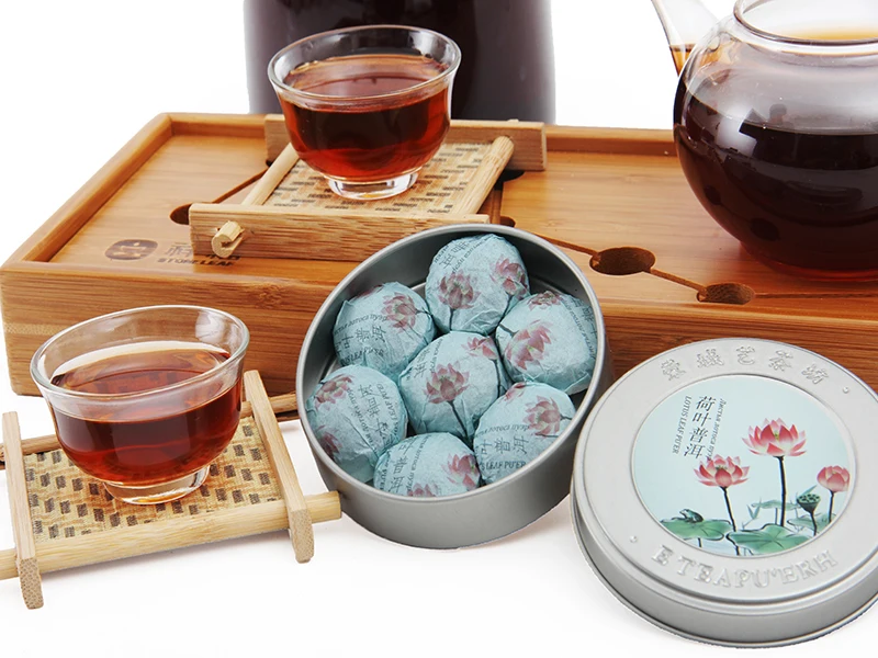 puer tea New Arrival Top Quality Mini Box Compressed Tea Chinese Authentic Lotus Leaf Fragrance 1box=7pieces BKTH002 |