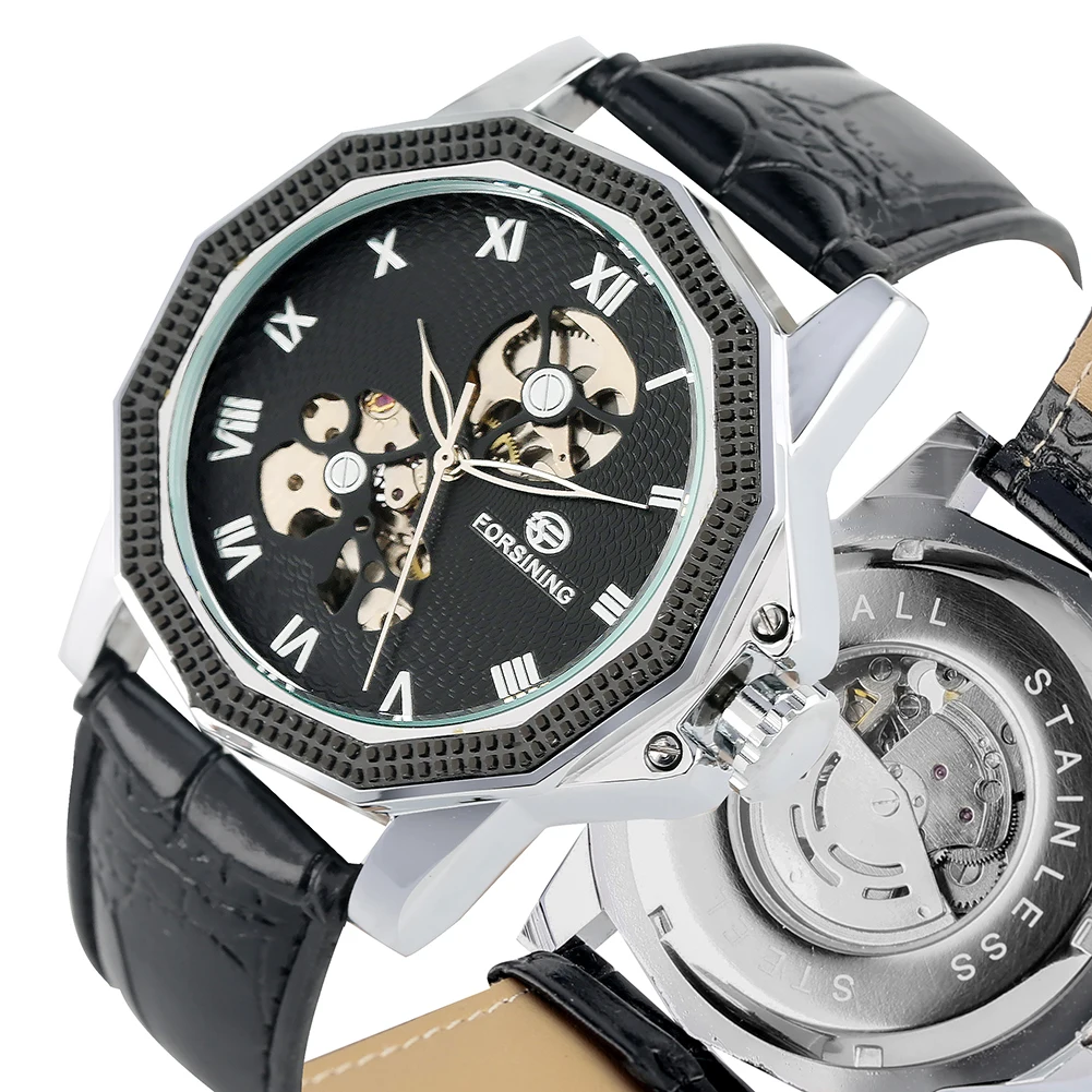 

Деловые механические часы с автоподзаводом, роскошные механические часы с кожаным ремешком, мужские часы, подарки для мужчин