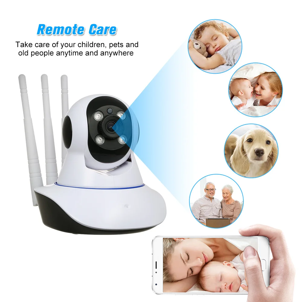 

1080P IP Cloud Camera CCTV Surveillance Security Network PTZ Camera Cloud Storage P2P Night View Motion Detection Baby Monitor