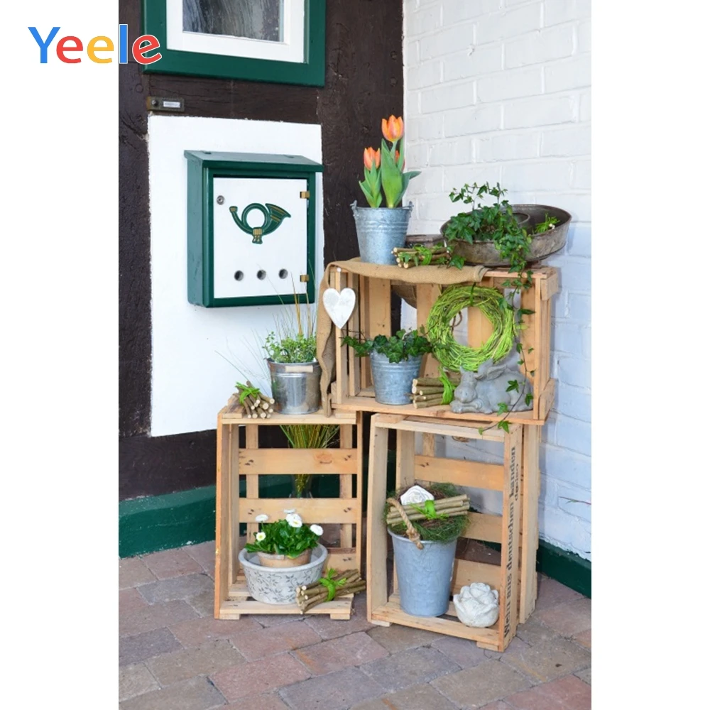 Фон для фотосъемки Yeele с изображением кирпичной стены полки растений почтового