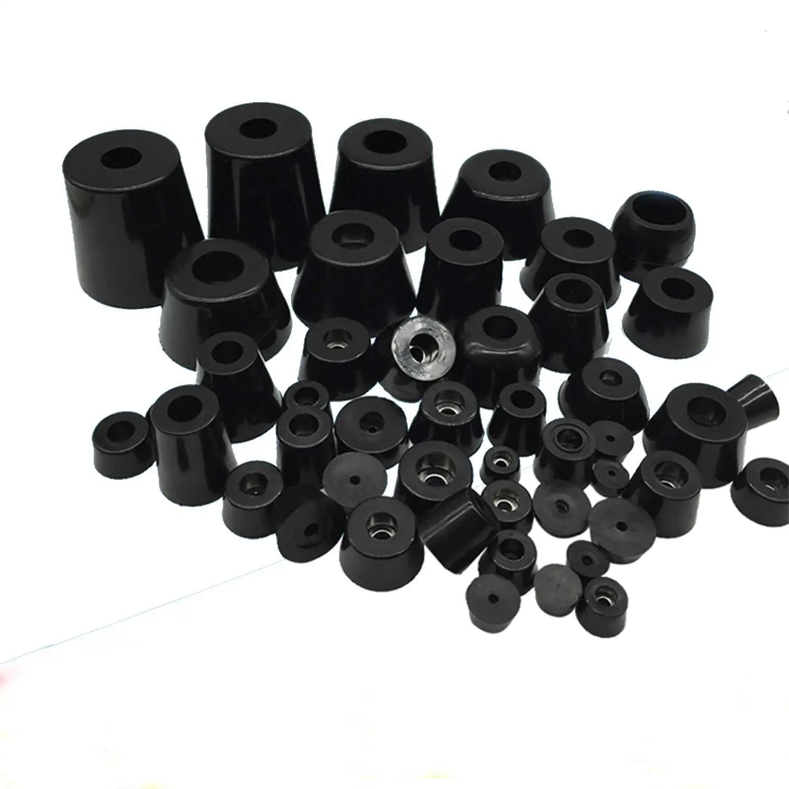 

LOT 4 O/D 12mm To 50mm Black Rubber Machine Foot Pad Feet With Steel Washer Non-slip Furniture Table Conical