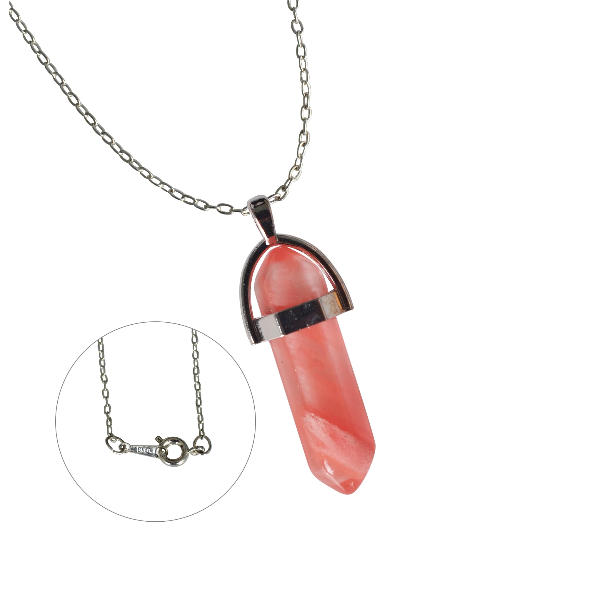 Винтажное ожерелье с кулоном из кварца и кристаллов для женщин howlite, ожерелье из лазурита с тигровым глазом, модное ювелирное изделие, бижутерия - Окраска металла: Cherry Quartz
