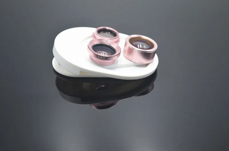Rose Gold Универсальный Зажимы 4in1 телефон Объективы для фотокамер комплект рыбий глаз Широкий формат макро CPL Lentes для iphone 8x7 6 6 S 5 S плюс смартфон - Цвет: Rose Gold