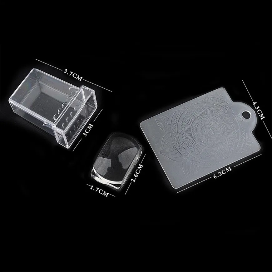 Ногтей Книги по искусству Дважды голову прозрачный тиснения Стампер скребок