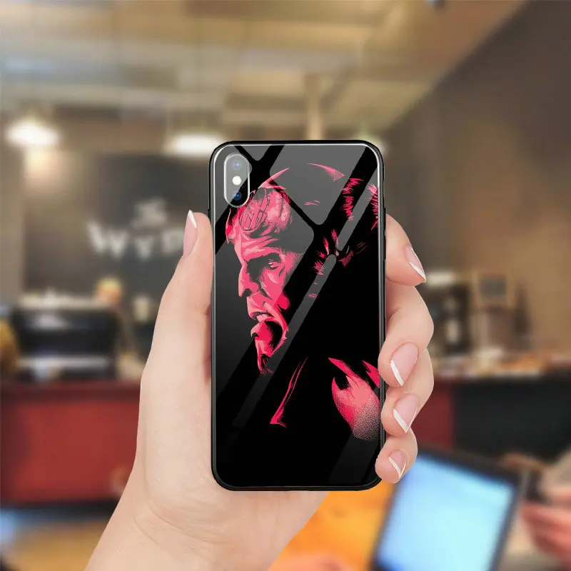 Tempered Glass Phone Cover Cases for iPhone 5 5S SE 6 6S Plus 7 8 8Plus X XR XS Max Fundas Coque Hellboy Movie Artwork | Мобильные