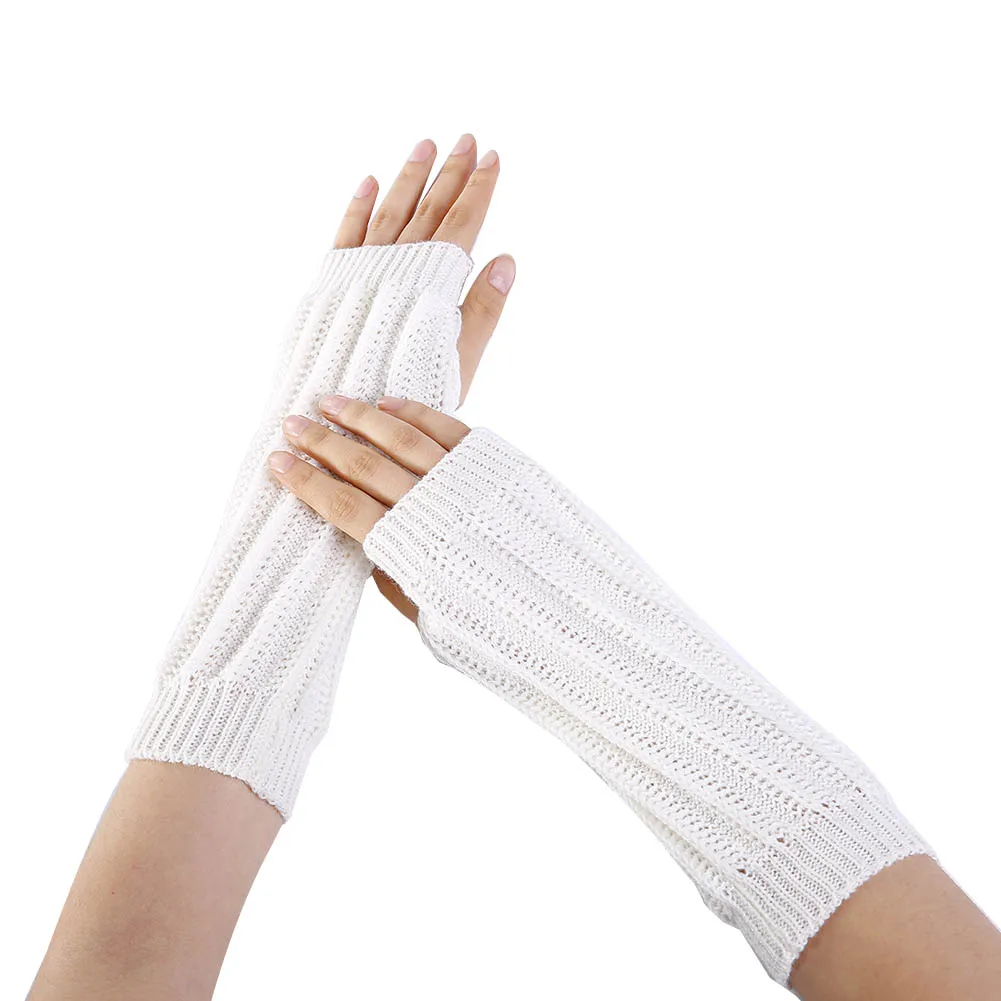 1 Pair Women Lady Girl Mittens Gloves Fingerless Knitting Long Fashion Solid Color For Winter LT88 | Аксессуары для одежды
