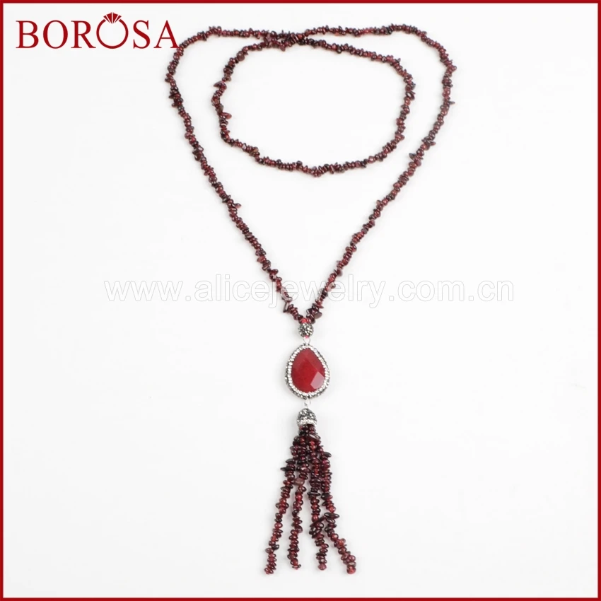 Borosa 33 ''Естественный красный агат камень падение Форма гранат кисточкой