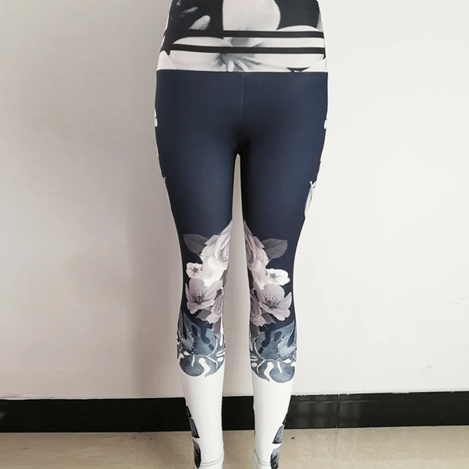 Штаны для йоги с цветочным принтом Pantalon фитнес-брюки подтягивающие леггинсы
