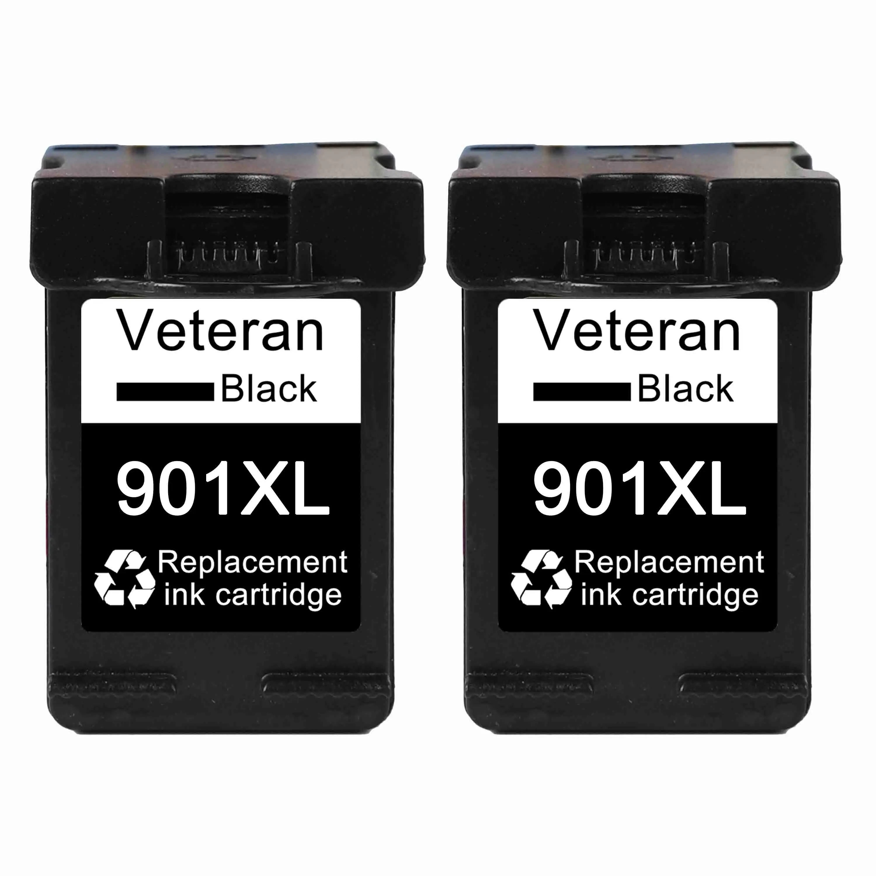 2x 901XL BK Ветеран пополнен 901XL Черный чернильный картридж для hp 901 XL hp Officejet 901 4500 J4580 J4550 J4540 J4680 J4524 F2493 F4583 принтер - Цвет: 2x 901XL BK