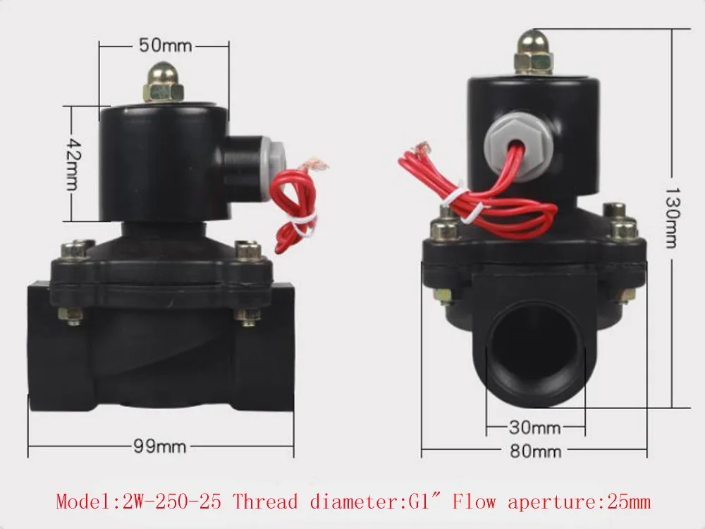 DN25 DN32 AC220 DC12V DC24V нормально закрытый пластиковый электромагнитный клапан, катушка может работать непрерывно в течение 24 часов без сжигания
