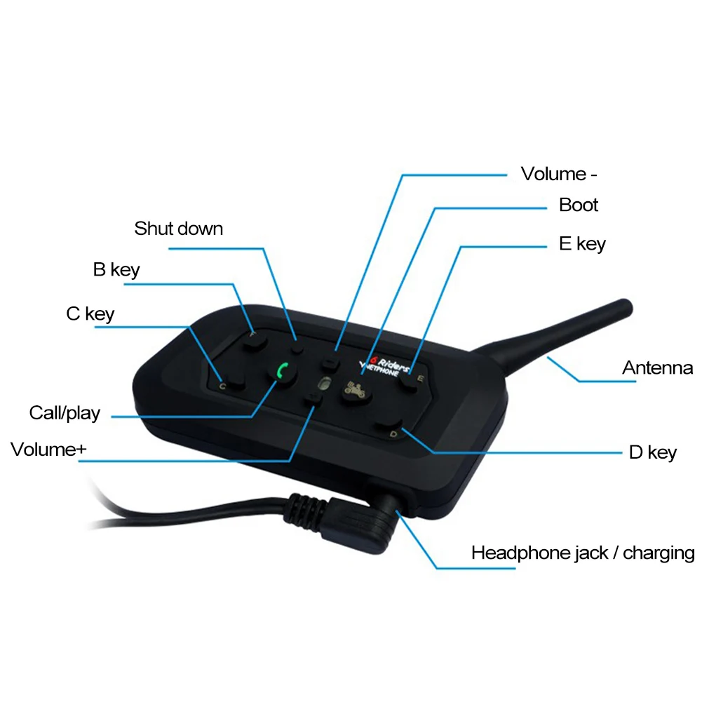 Intercom Portable Microphone 1200m Motorcycle Helmet Interphone Waterproof Communication System Bluetooth Headset | Автомобили и