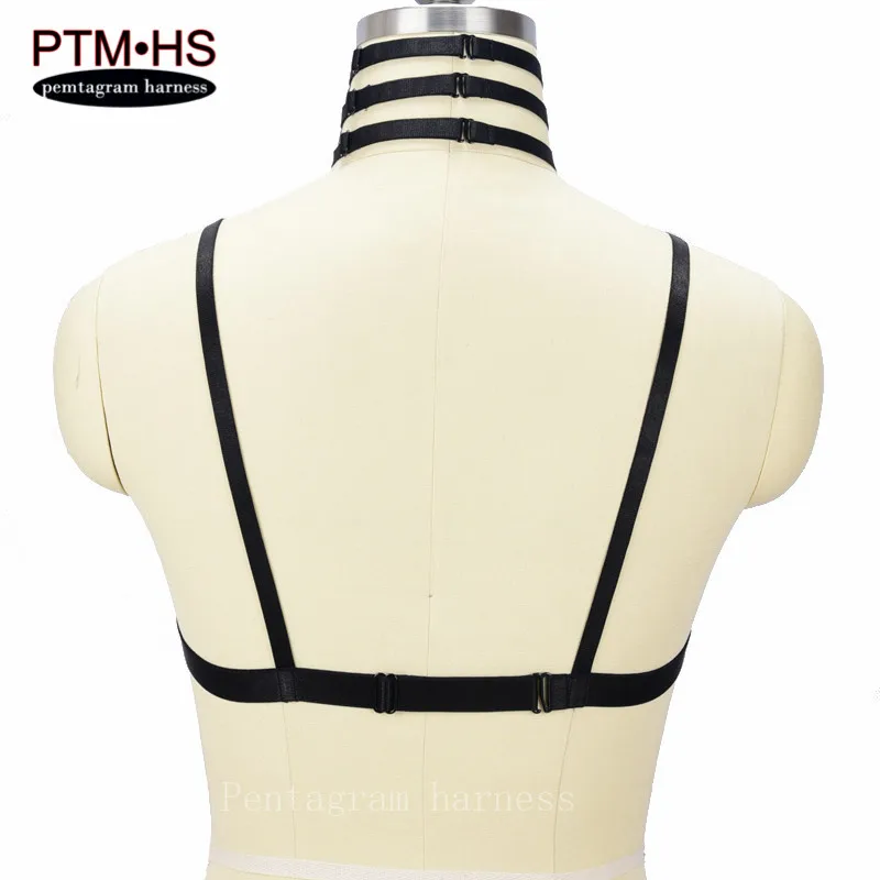 

Black Body Harness Caged bra Sexy Elastic Adjustable Tops Hollow bra Goth Bondage Lingerie Club Dance Rave Wear for Women