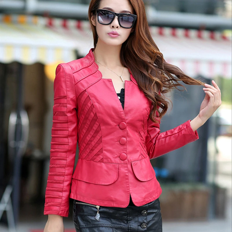 2020 Модная тонкая куртка из искусственной кожи Женское пальто новый европейский