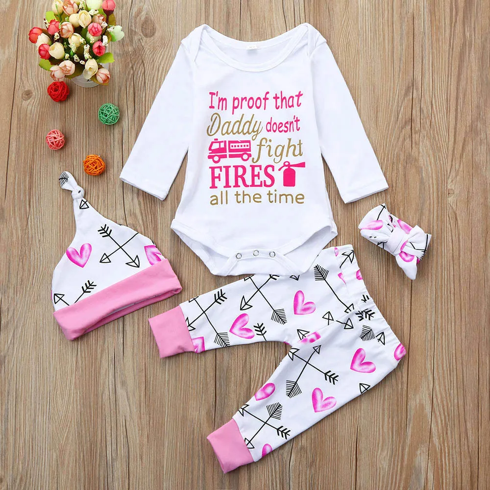 4 предмета новая одежда для новорожденных девочек комплект одежды младенцев