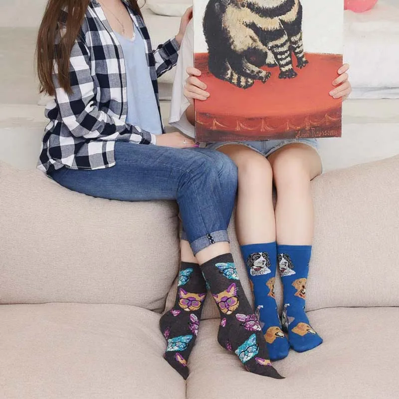 COSPLACOOL/носки со смешным рисунком животных милые хлопковые носки в виде мопса
