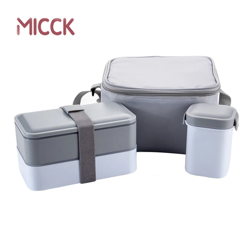 MICCK японский Ланч-бокс набор двухслойный Bento box с миской для супа портативный Термоизолированный контейнер для еды Microwavable