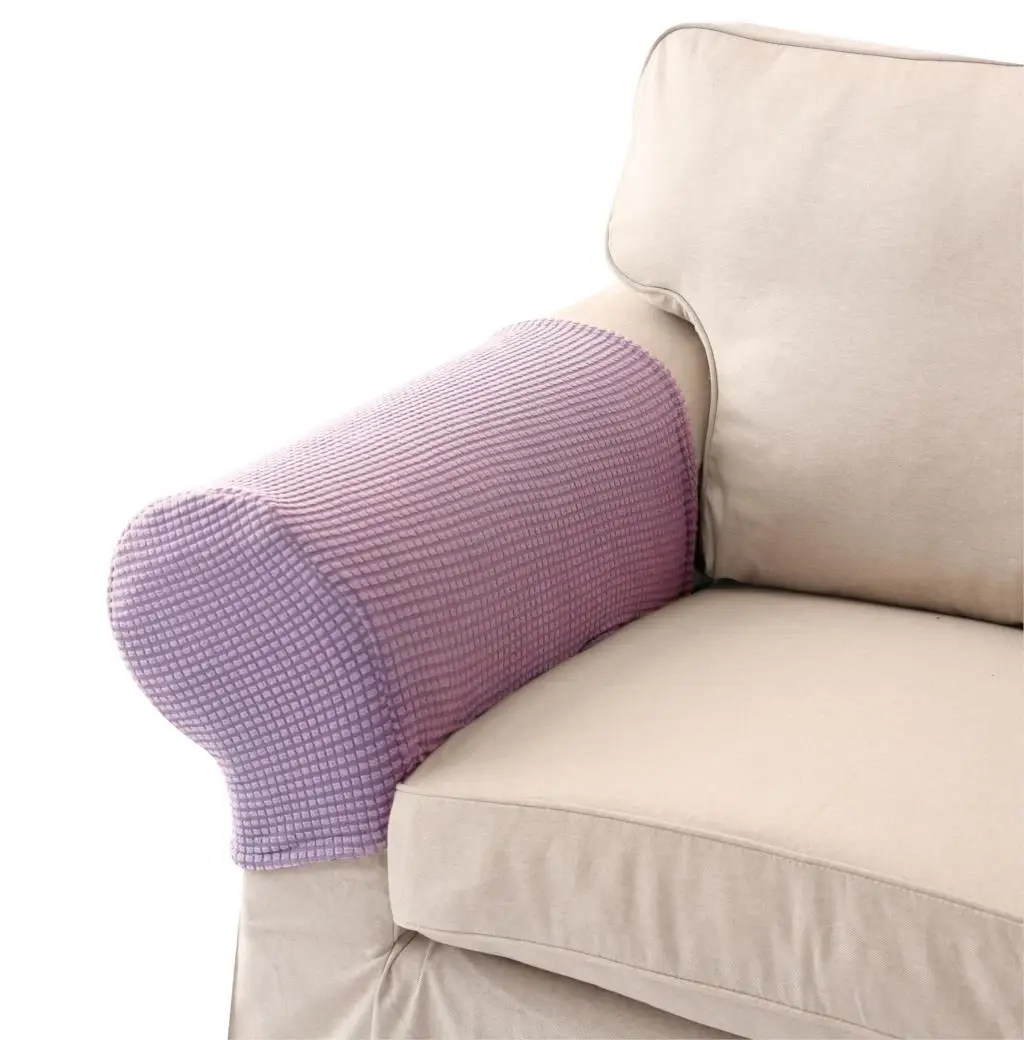 light purple 2 шт. жаккардовые эластичные Чехлы для дивана, кресла, подлокотники, чехлы для мебели, Защитные чехлы для дивана из спандекса - Цвет: light purple
