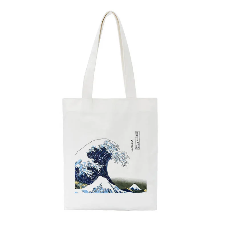 Japan wave casual fashion printed canvas female college shoulder bag white Harajuku large capacity funny handbag | Багаж и сумки