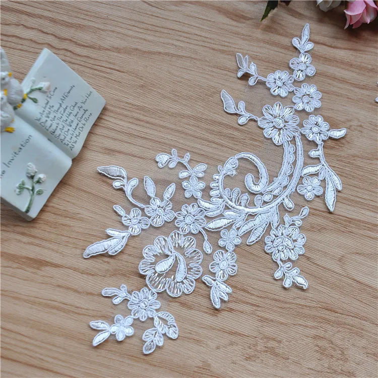 

2018 New design Fashion DIY Embroidery Cording Lace Appplique/Lace Motif 12 pairs per Lot