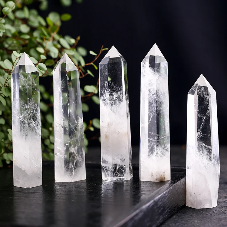 

5pcs Natural white crystal wand mineral gem point healing as a gift