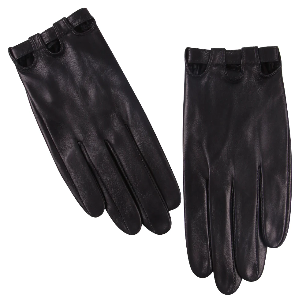 Женские перчатки из натуральной кожи; сезон весна-осень; тонкие стильные модные перчатки без подкладки для вождения; женские перчатки из овечьей кожи с сенсорным экраном; L17047