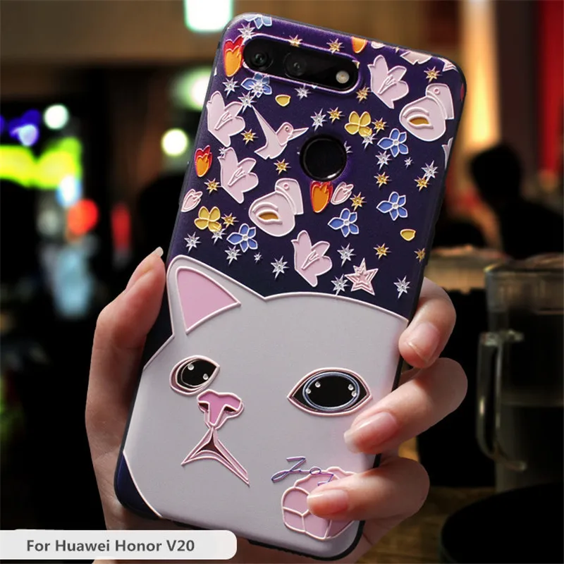 Для Honor V20 силиконовый чехол Обложка для huawei 3D мягкая термополиуретановая