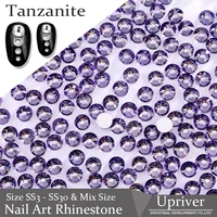 upriver ss3 ss30 mix size tanzanite high quality crystal glass nail art non hotfix rhinestones for diy nail decorations
