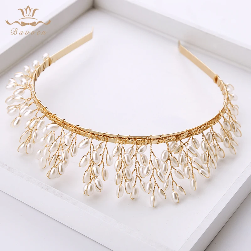 Тиара с жемчугом для невесты свадебный головной убор ручного изготовления