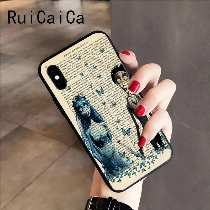 Чехол для телефона RuiCaiCa Tim Burton's Corpse Bride из ТПУ черного цвета iPhone X XS MAX 6 6S 7 7plus 8 8Plus
