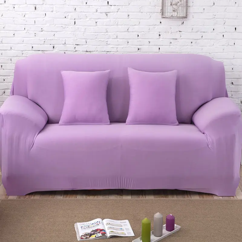 Light Purple Эластичный чехол на диван однотонный диван крышка с клетчатым принтом стрейч секционные Чехлы Диван Крышка Lshape 1/2/3/4-Seater - Цвет: Light Purple