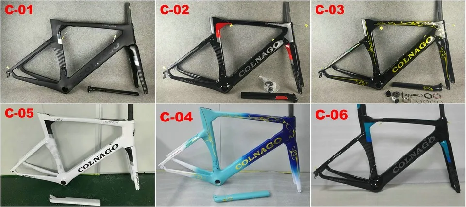 Высокое качество Colnago набор углеродных дорожных Рам обода тормоза карбоновые велосипедные рамы оранжевый черный SIGMA эксклюзивный спортивный