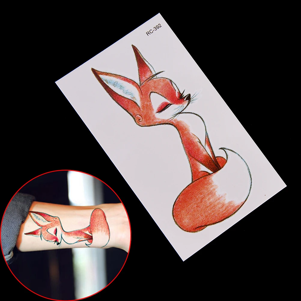 Временные татуировки в стиле Харадзюку водостойкие с лисой для боди-арта хной