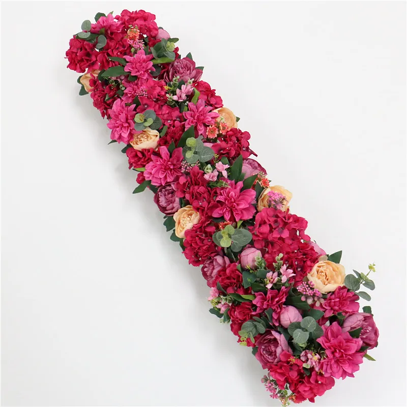 B Rose red custom made Artificial rose flower row Wedding background wall arch Welcome desk decorative fake flower Home holiday decoration - Цвет: B Rose red