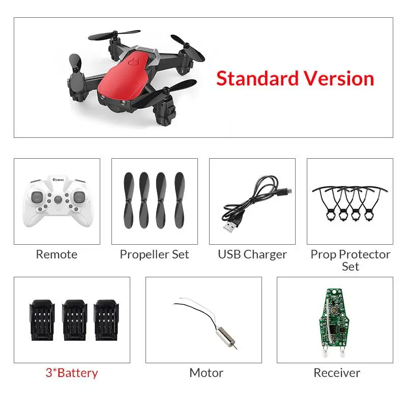 redstandard3battery Eachine E61 E61HW Мини WiFi FPV с HD камерой режим удержания высоты складной Радиоуправляемый Дрон Квадрокоптер RTF - Цвет: redstandard3battery