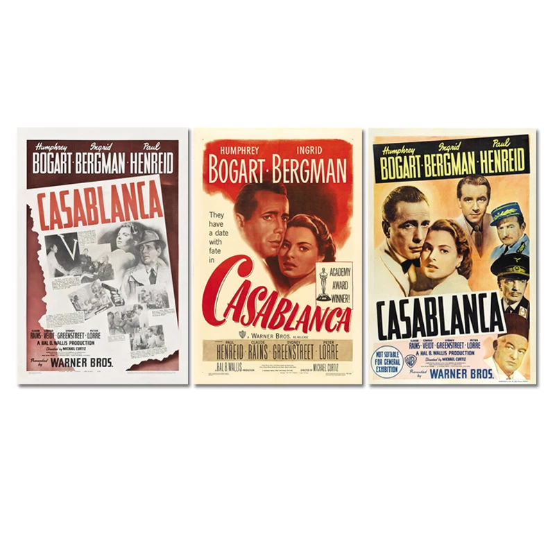 Casablanca Poster Classic Movie Vintage Morocco Fabric Pictures For Room Wall Decor 12x18&quot 20x24 Inch | Дом и сад