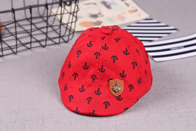 anchor red Классическая Детская шляпа на зиму осень, детский берет, детская шапка, мальчики бейсболки, зимние шапки для малышей - Цвет: anchor red