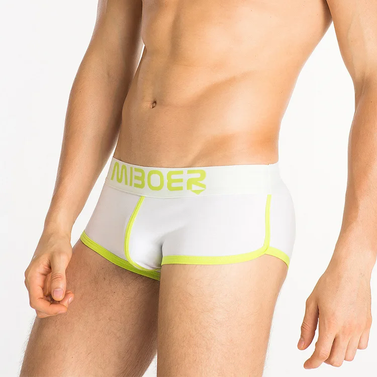 MIBOER боксеры мужское сексуальное нижнее белье хлопковые однотонные мужские трусы