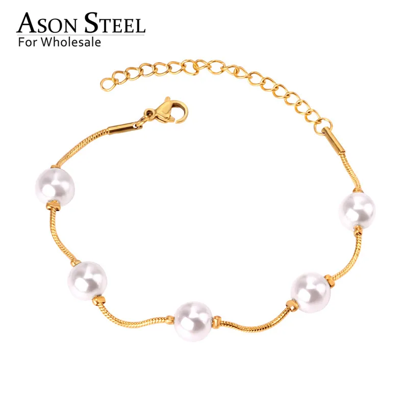 Женские регулируемые браслеты цепочки ASONSTEEL золотистые/Серебристые с имитацией