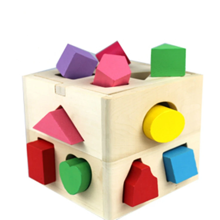 Кубик с 13 отверстиями для сортировки формы когнитивные и подходящие деревянные
