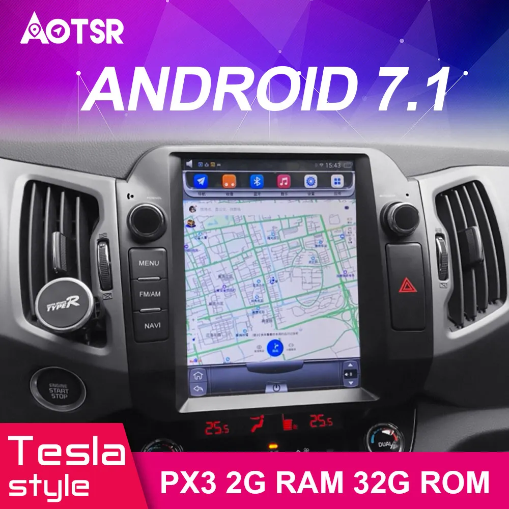Android 7,1 Автомобильный gps навигатор Автомобильный dvd-плеер для KIA Sportage+ Tesla стиль радио магнитофон Авто головное устройство мультимедиа