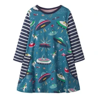 jumping meters baby girls dresses long sleeves space cartoon cotton dress for baby girl pocket spring autumn clothes girls dress