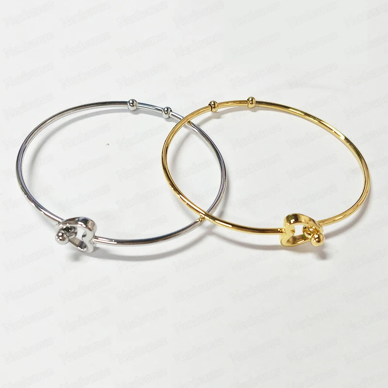 Nextvance Simple Heart Big Circle Bangle Gold/Silver Stainless Steel Bracelets Bangles For Women Gift Party Jewelry