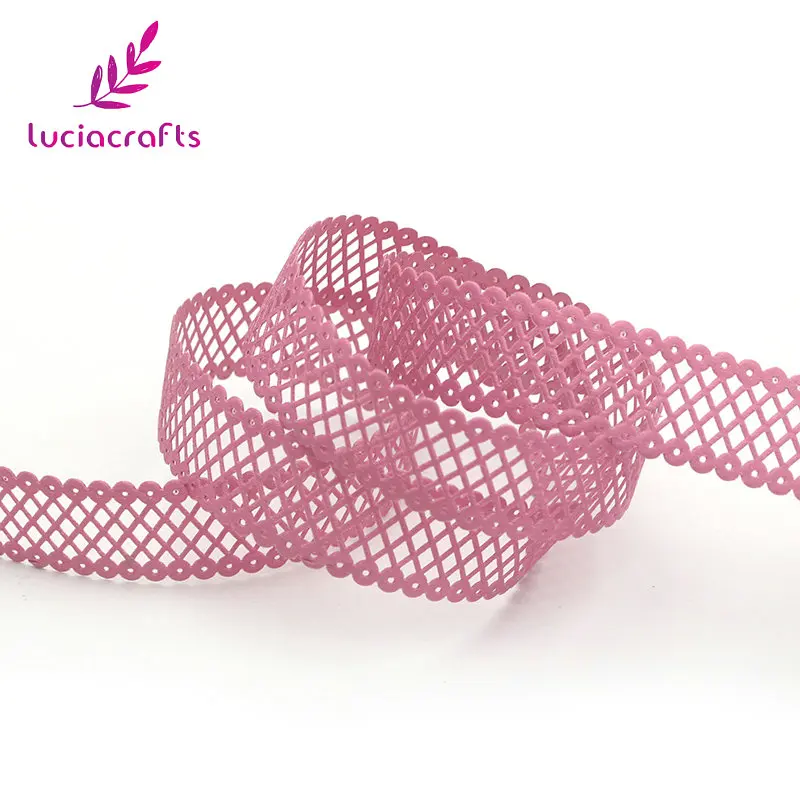 Lucia crafts 2,2 см многоцветные сетки Лента кружевная отделка DIY шитье скрапбукинг ручной работы материал украшения 2y/лот P0602 - Цвет: Purple red
