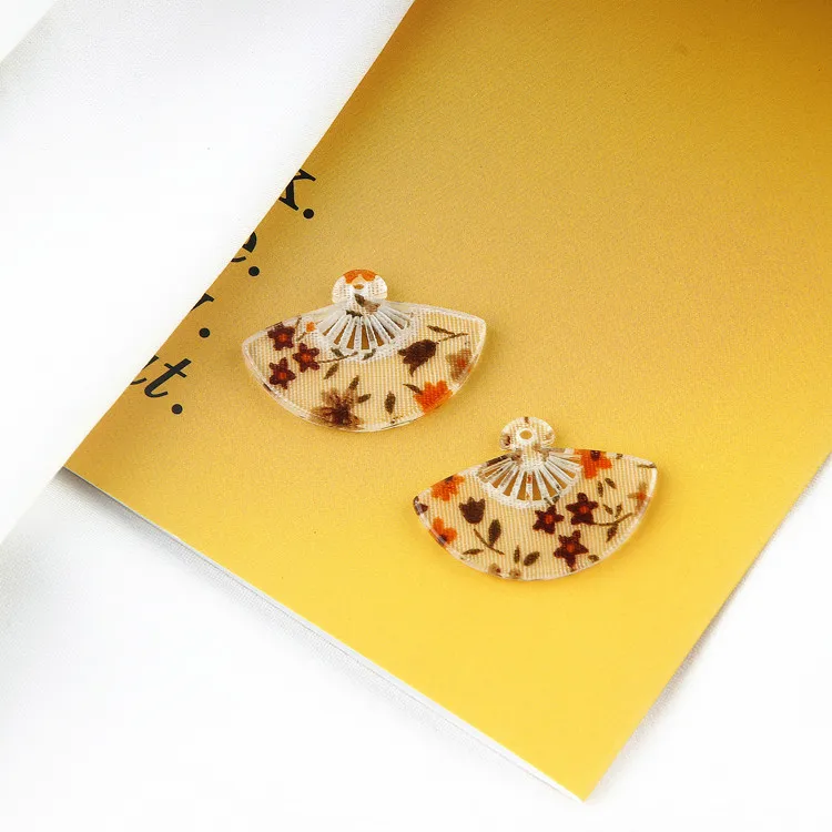 

Resin Fan Shape DIY Handmade Eardrop Earrings Jewelry Handmade Materials Hair Accessories 6pcs
