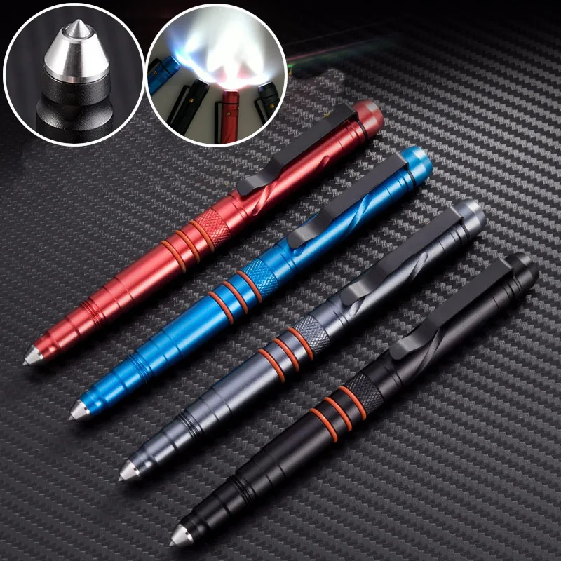 

Portable Outdoor EDC Self Defense Tactical Pen With Led Light Emergency Strobe SOS Glass Breaker Writing Pen Birthday Gift