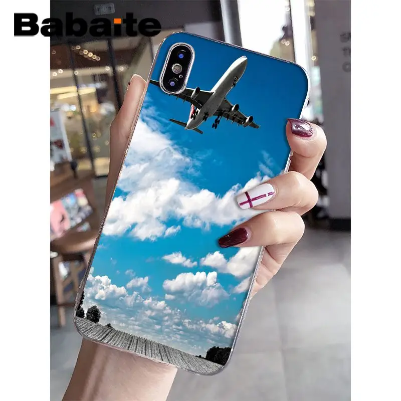 Babaite самолет рассвет самолет прибытие Прозрачный чехол для телефона для iphone XS Max 6 6S 7 7plus 8 8Plus 5 5S XR