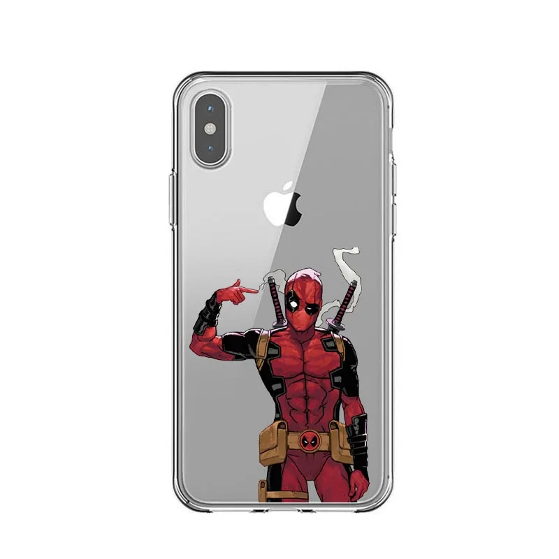 Мягкий прозрачный чехол Marvel Deadpool Sup Hero Joker Avengers Infinity War Thanos для iPhone X 5 5S SE 6 6splus 7 8 Plus XS
