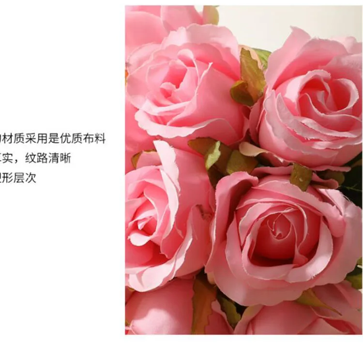 12 шт. букет с розами Искусственные цветы Свадебные украшения розы шелковые